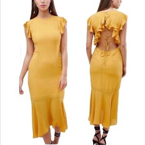 HOPE & IVY Women’s Elegant Yellow Ruffle Dress